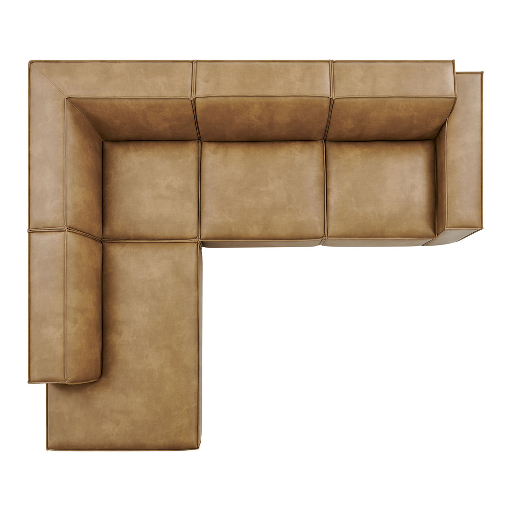 Restore 4-Piece Vegan Leather Modular L-Shaped Sofa - Toast (Chair, Chaise, Chair, Corner Chair)