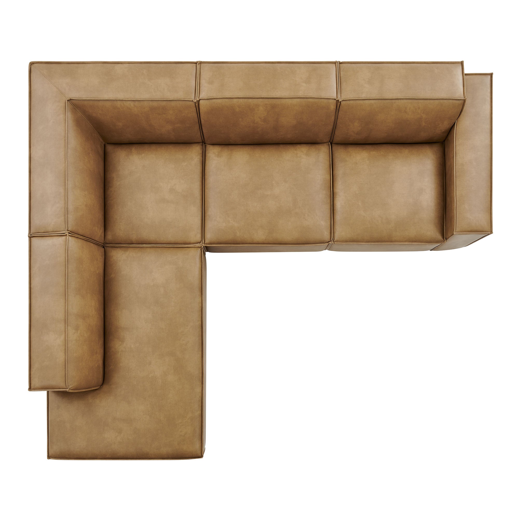 Restore 4-Piece Vegan Leather Modular L-Shaped Sofa - Toast (Chair, Chaise, Chair, Corner Chair)