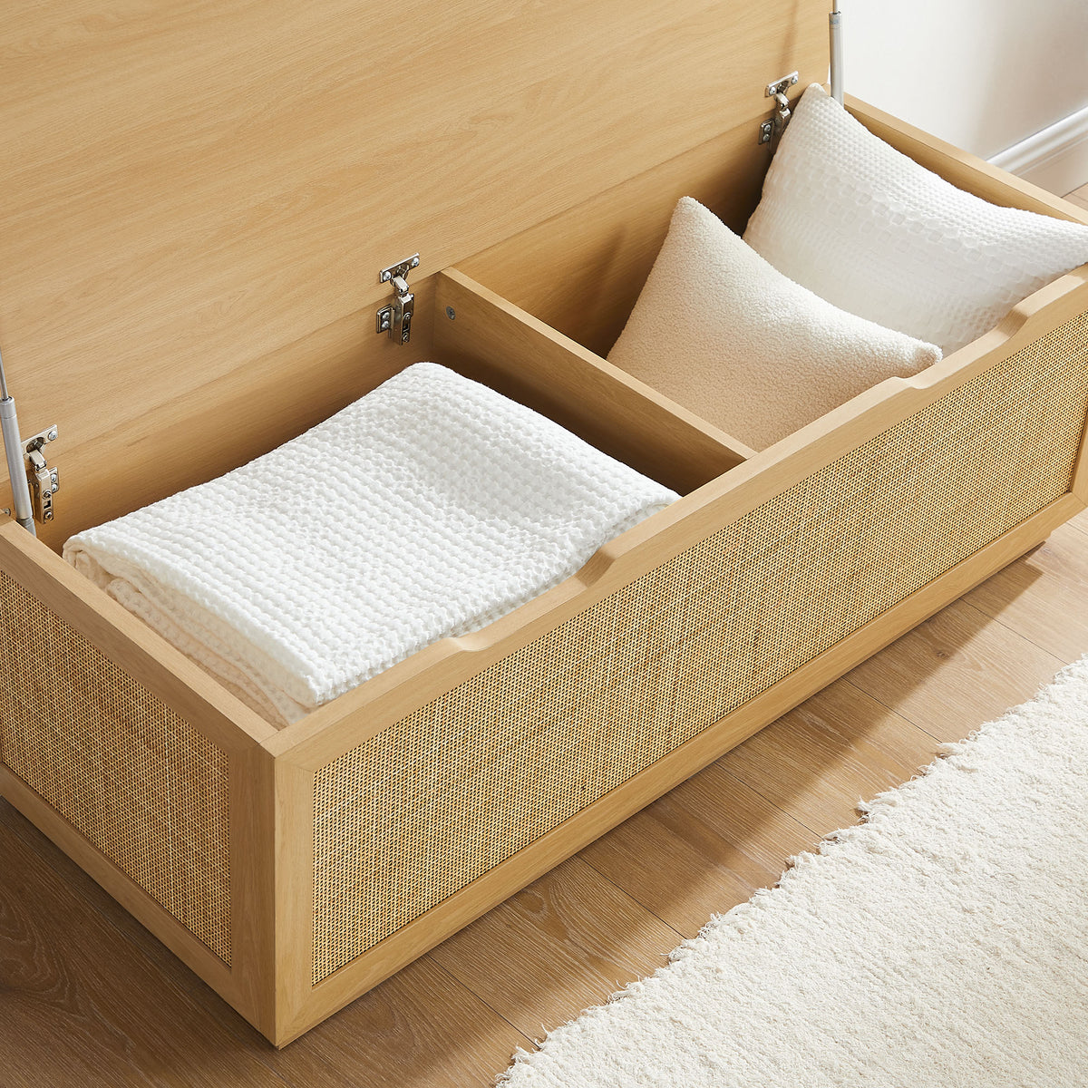 Soma 47" Rattan Storage Bench - Oak