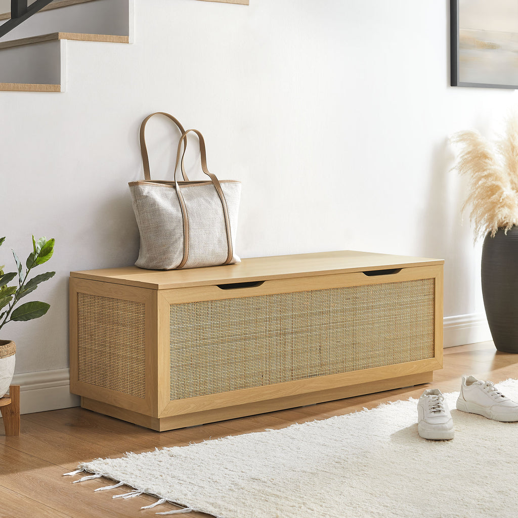 Soma 47" Rattan Storage Bench - Oak