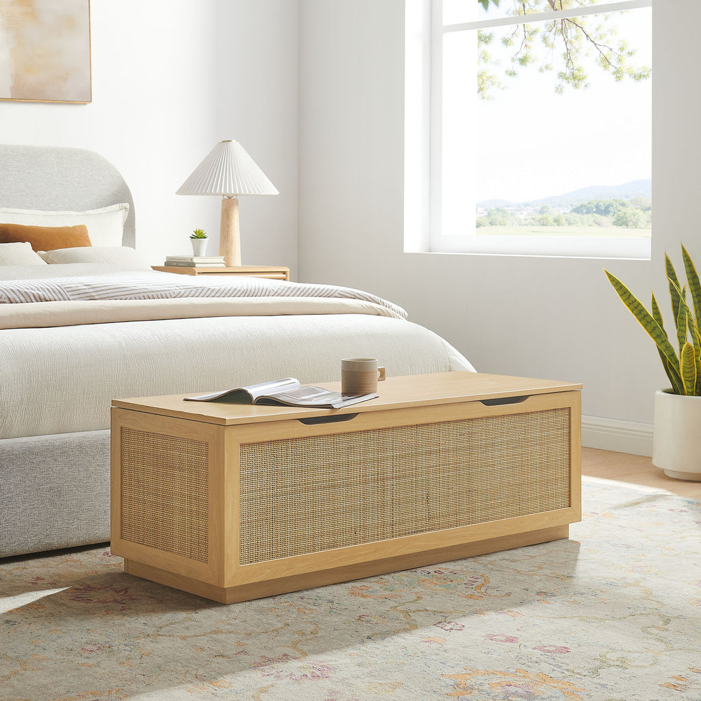 Soma 47" Rattan Storage Bench - Oak