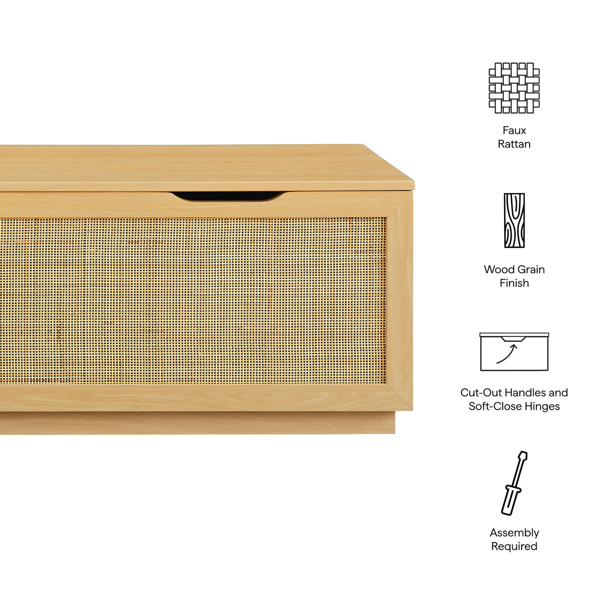 Soma 47" Rattan Storage Bench - Oak