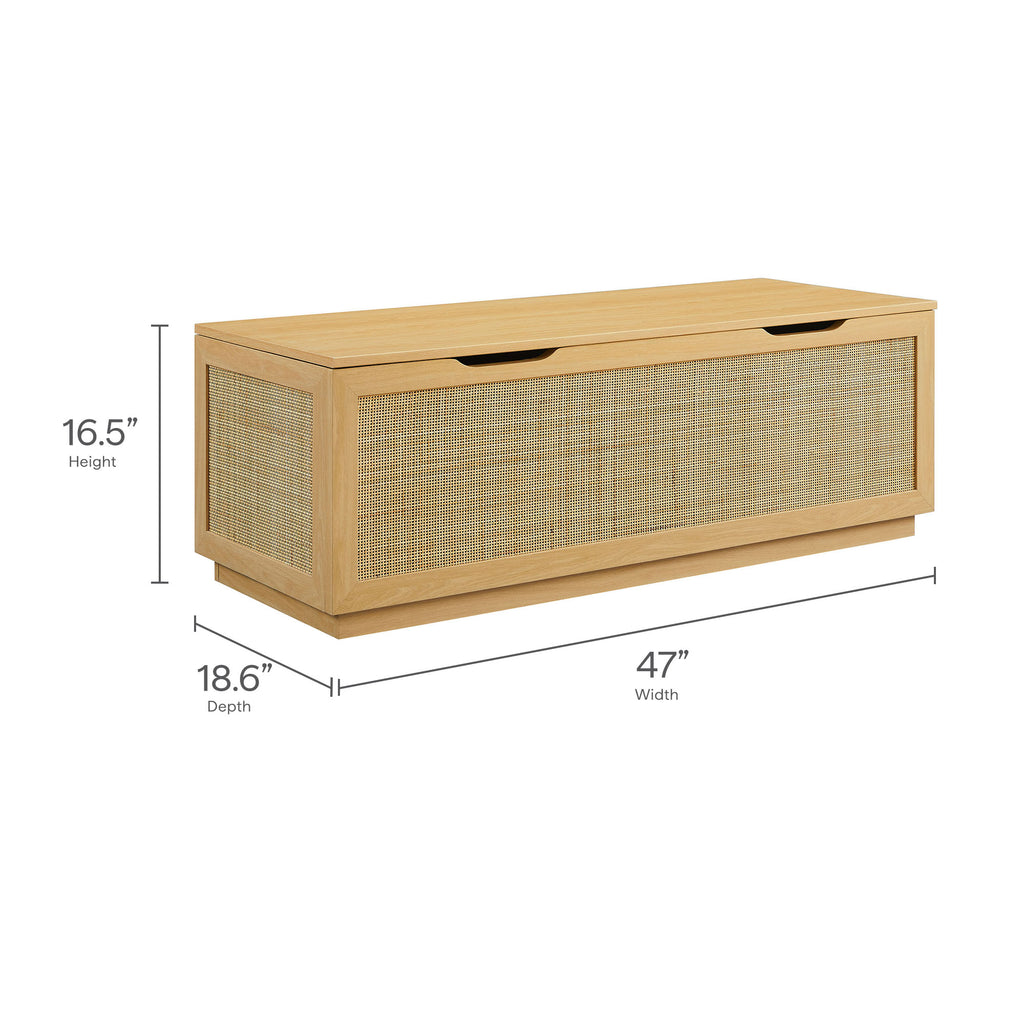 Soma 47" Rattan Storage Bench - Oak