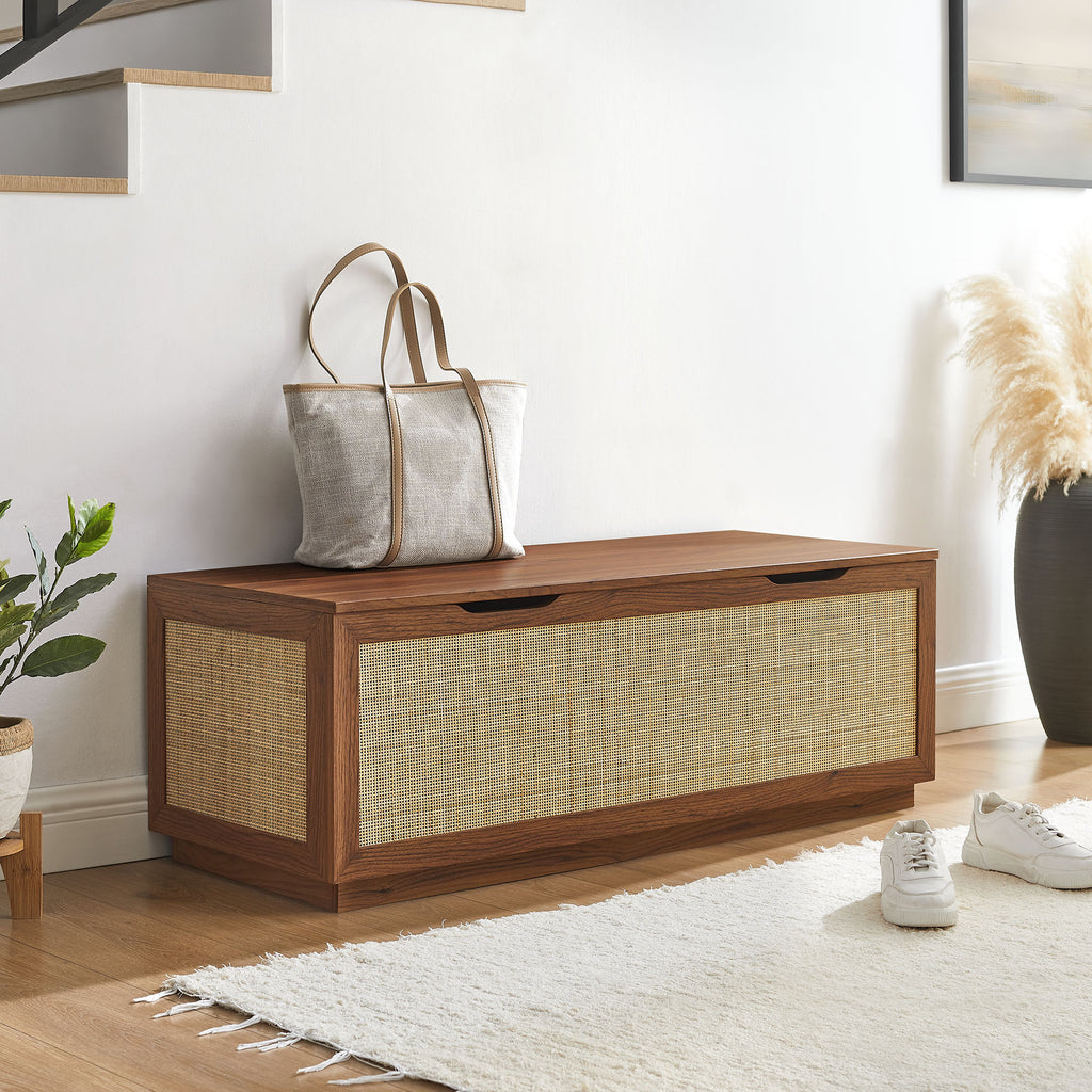 Soma 47" Rattan Storage Bench - Walnut