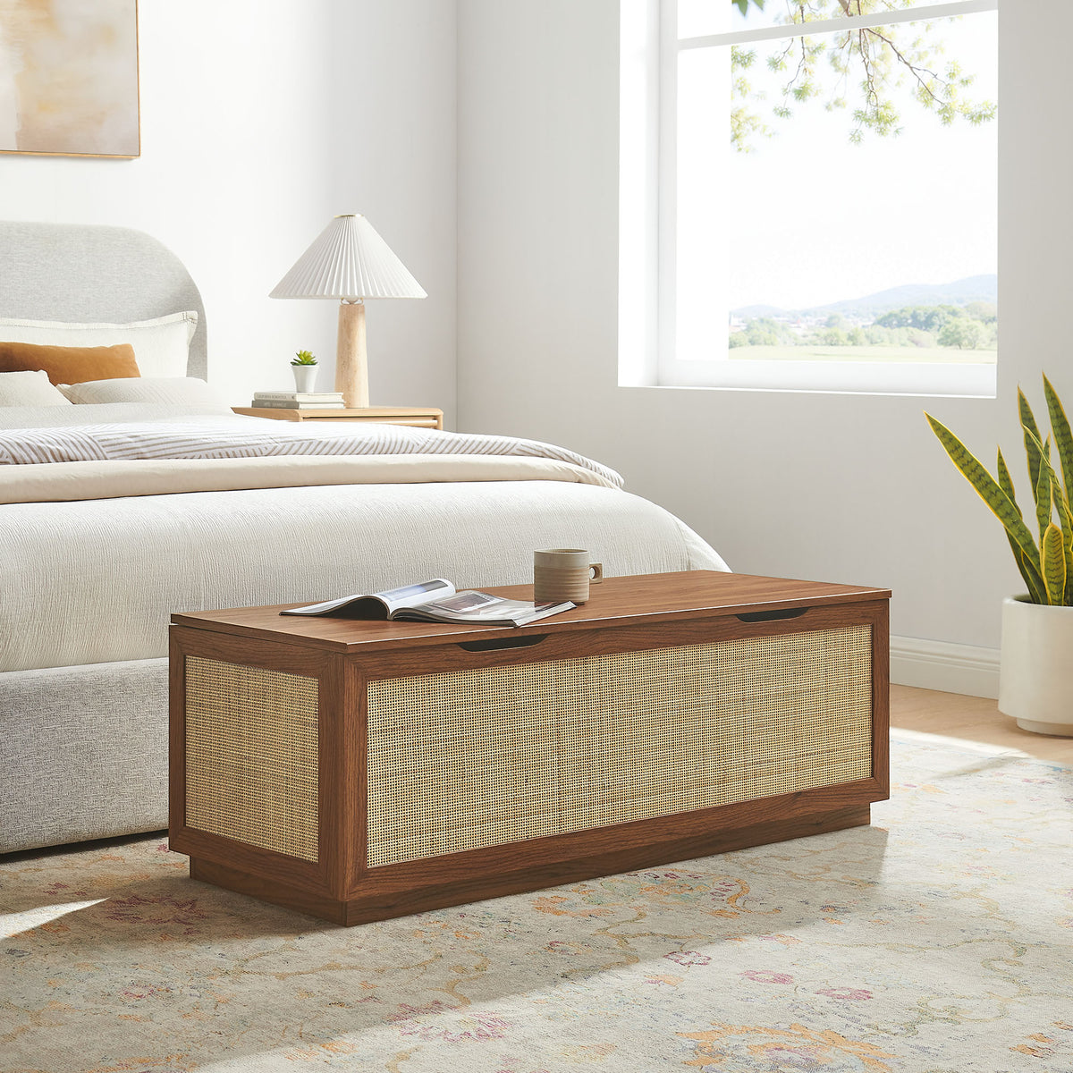 Soma 47" Rattan Storage Bench - Walnut
