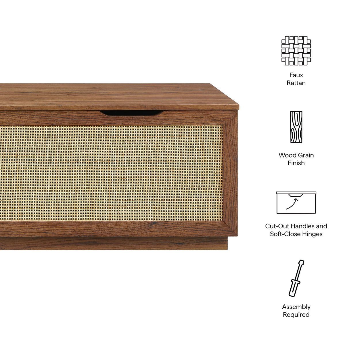 Soma 47" Rattan Storage Bench - Walnut