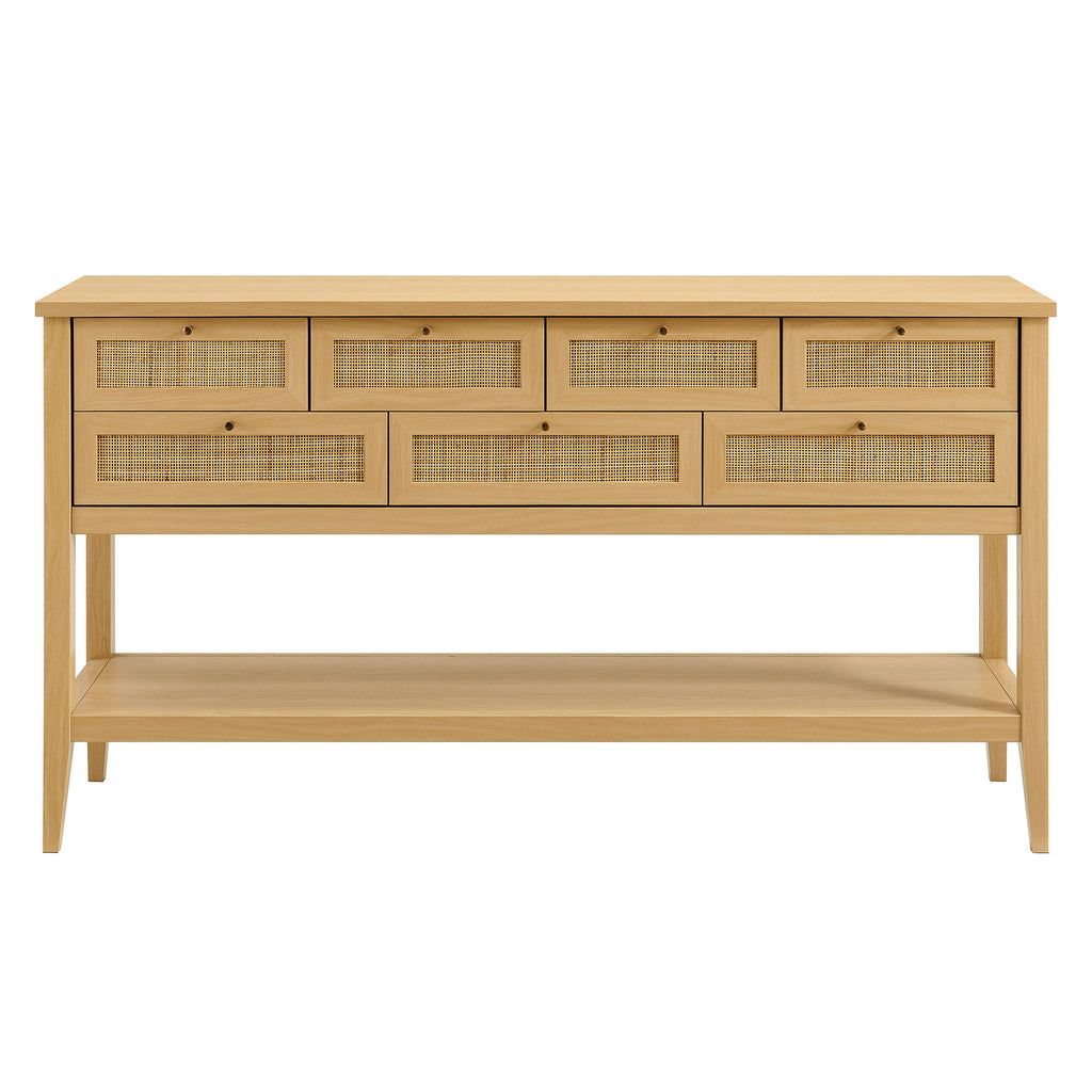 Soma 62 Inch Rattan Console Table - Oak