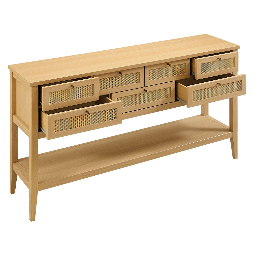 Soma 62 Inch Rattan Console Table - Oak