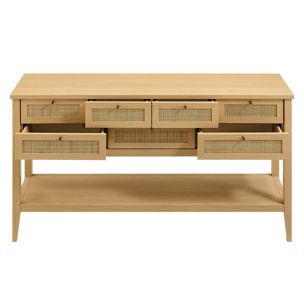 Soma 62 Inch Rattan Console Table - Oak