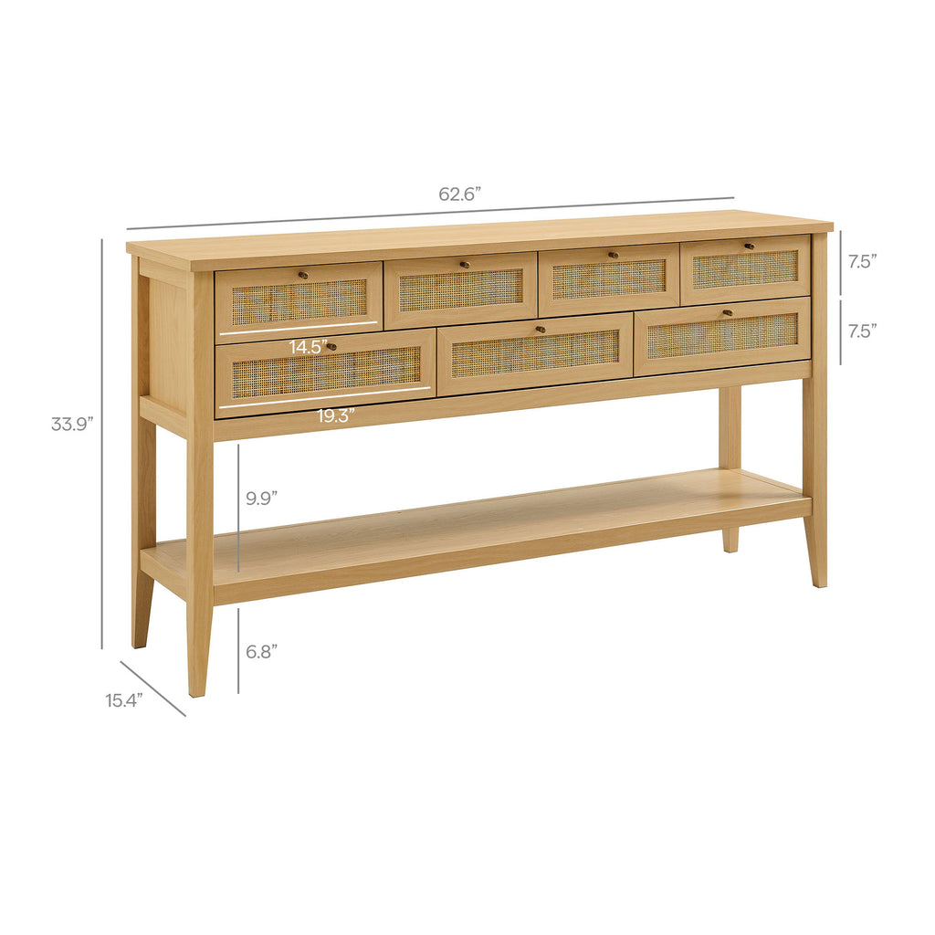 Soma 62 Inch Rattan Console Table - Oak