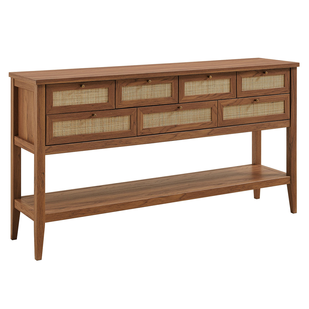 Soma 62 Inch Rattan Console Table - Walnut