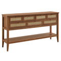 Soma 62 Inch Rattan Console Table - Walnut