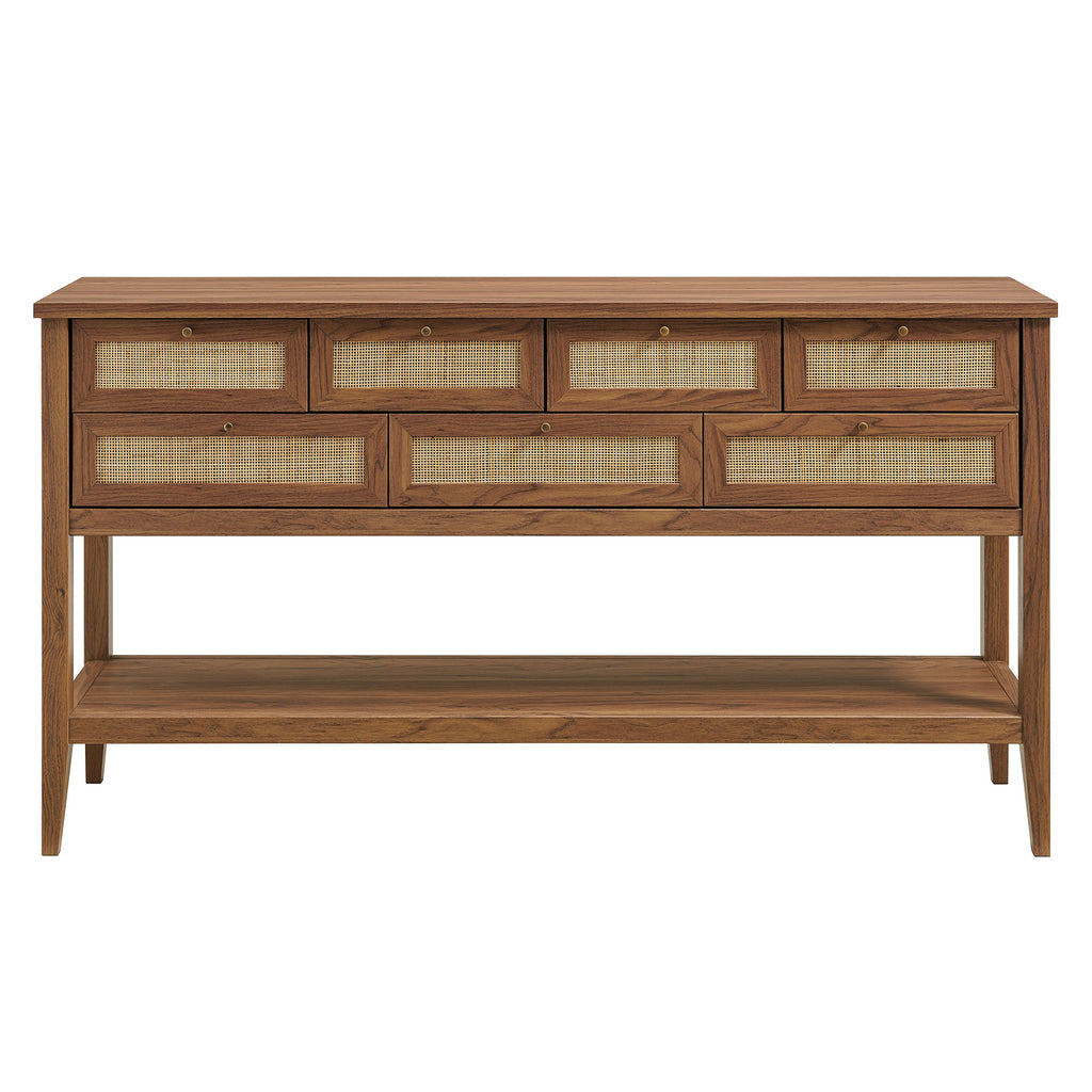 Soma 62 Inch Rattan Console Table - Walnut