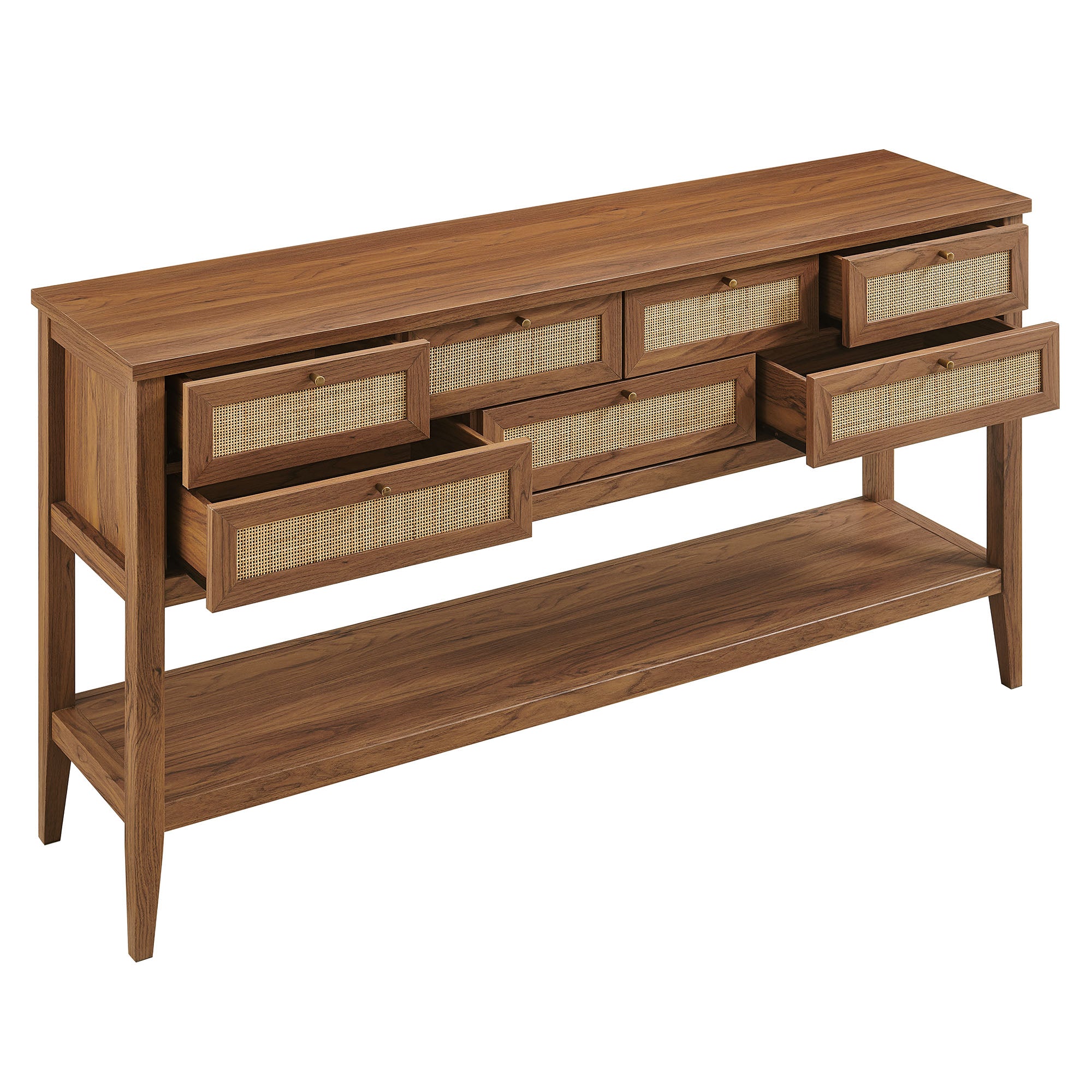 Soma 62 Inch Rattan Console Table - Walnut