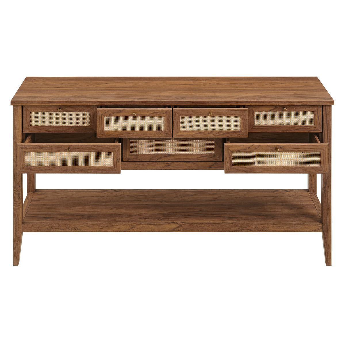Soma 62 Inch Rattan Console Table - Walnut