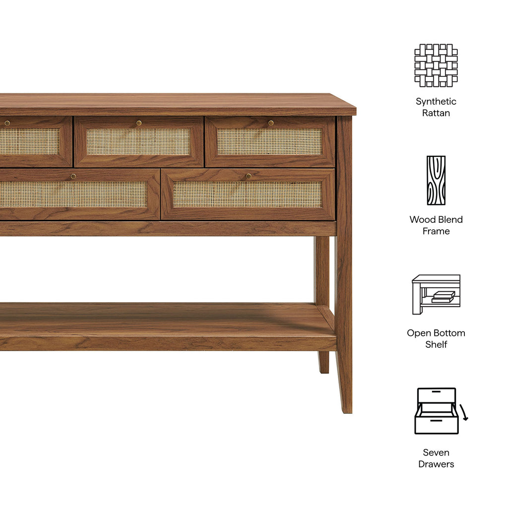 Soma 62 Inch Rattan Console Table - Walnut
