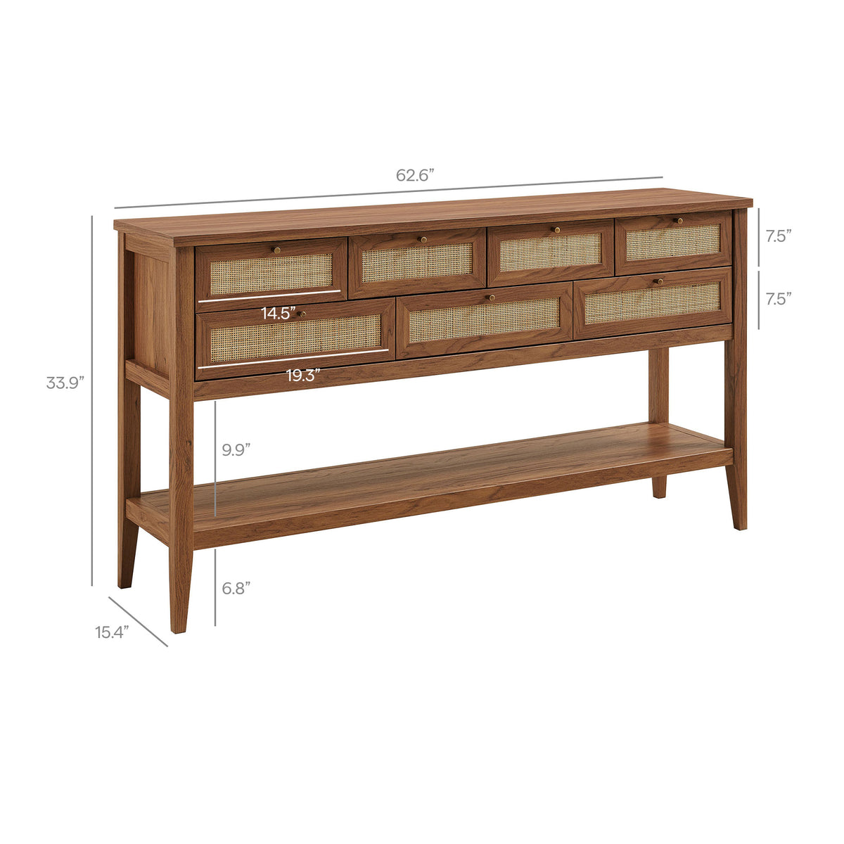Soma 62 Inch Rattan Console Table - Walnut