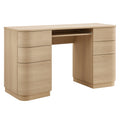 Mirae 55" 6-Drawer Curved Office Desk - Brushed Light Oak