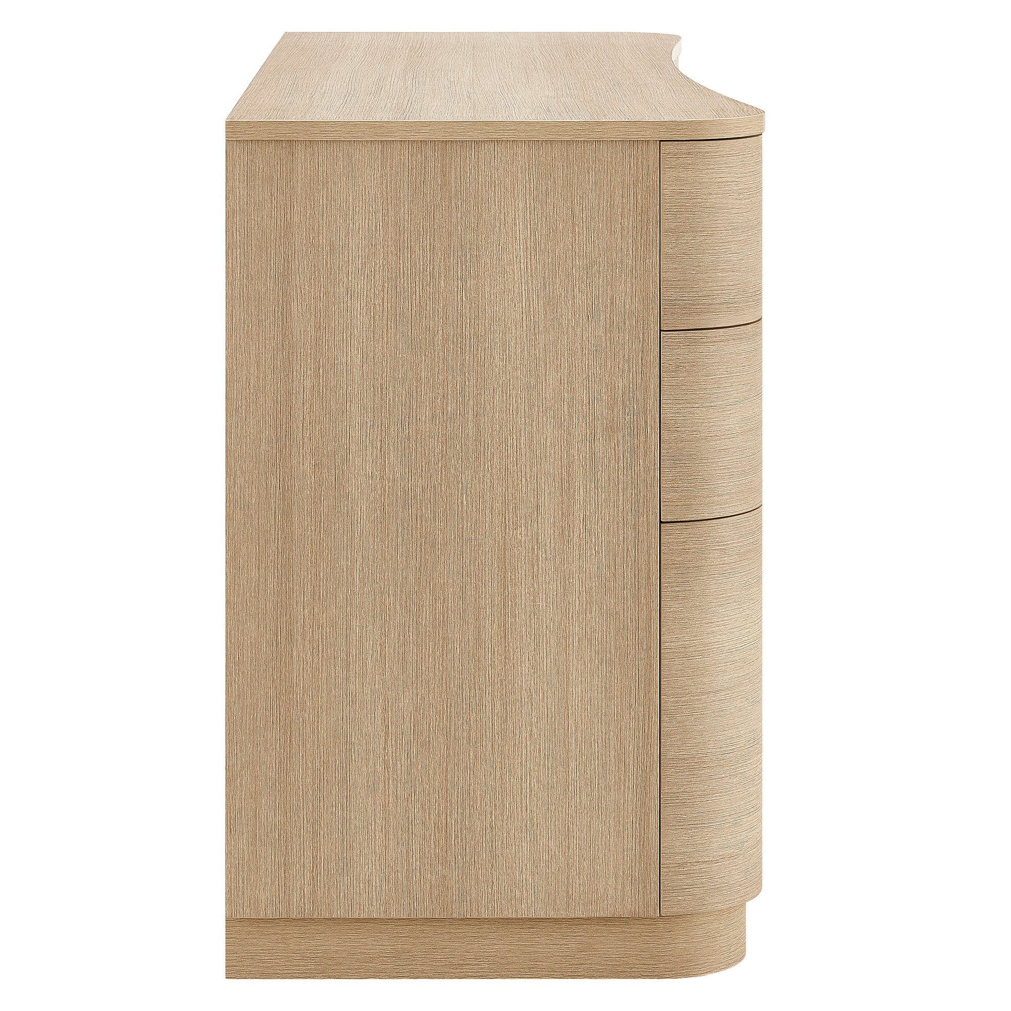 Mirae 55" 6-Drawer Curved Office Desk - Brushed Light Oak