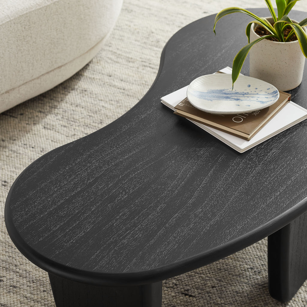 Vetra Kidney-Shaped Free Coffee Table - Black