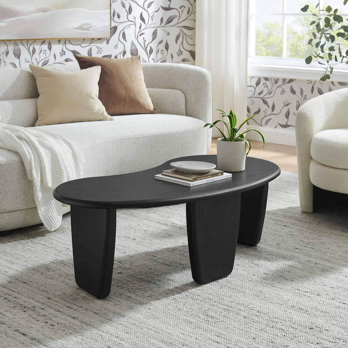 Vetra Kidney-Shaped Free Coffee Table - Black