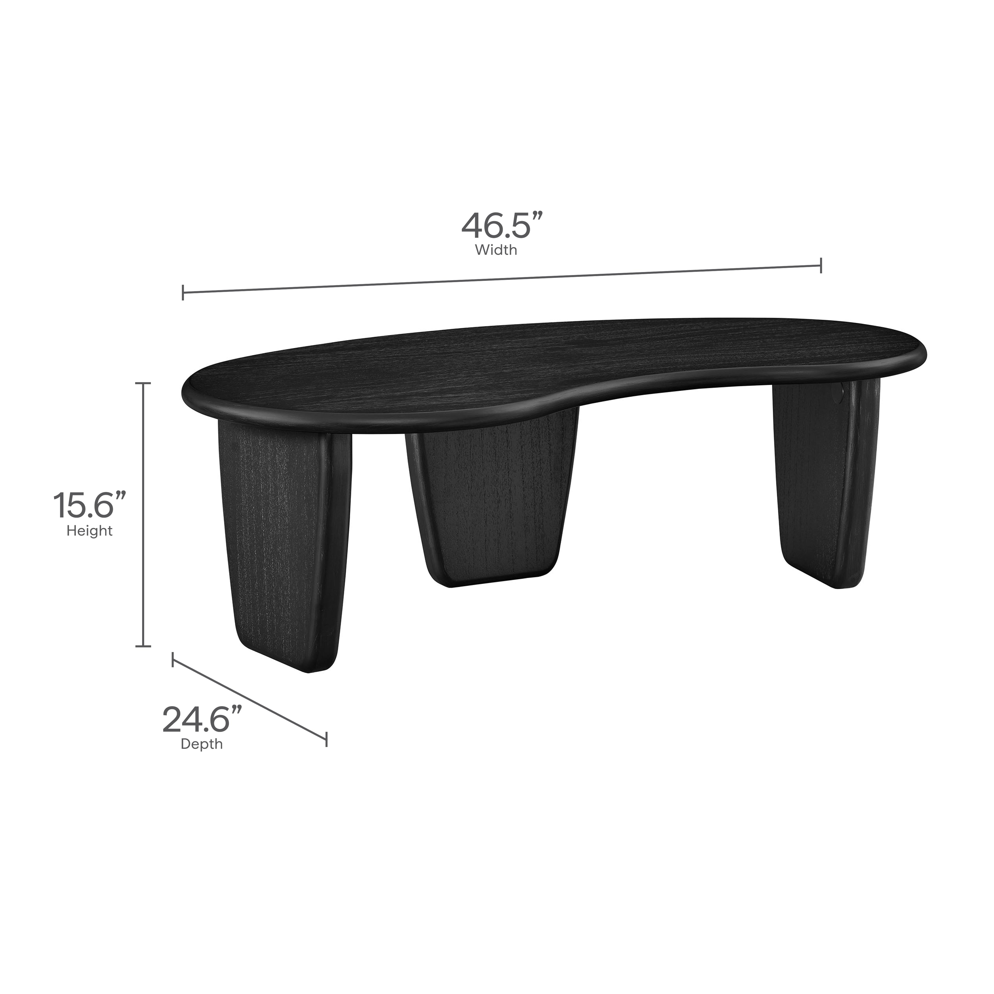 Vetra Kidney-Shaped Free Coffee Table - Black