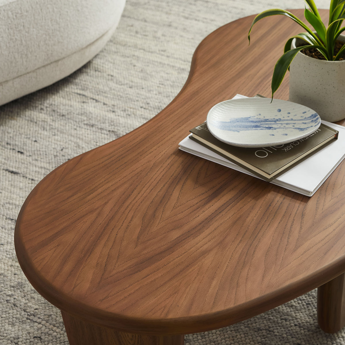 Vetra Kidney-Shaped Free Coffee Table - Walnut
