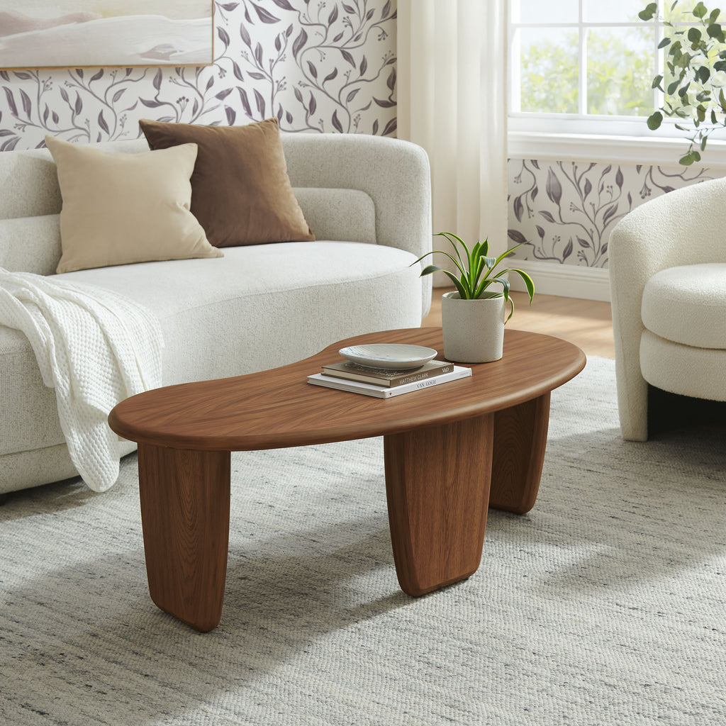 Vetra Kidney-Shaped Free Coffee Table - Walnut