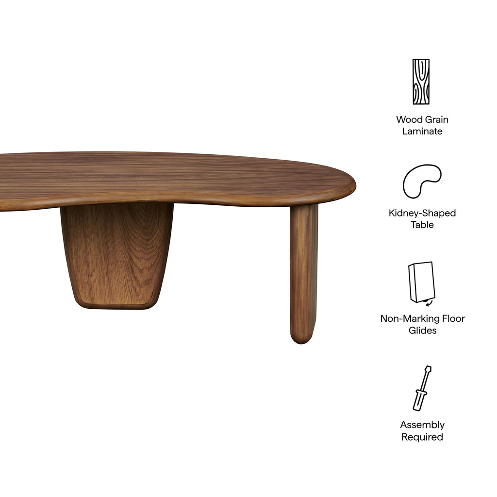 Vetra Kidney-Shaped Free Coffee Table - Walnut