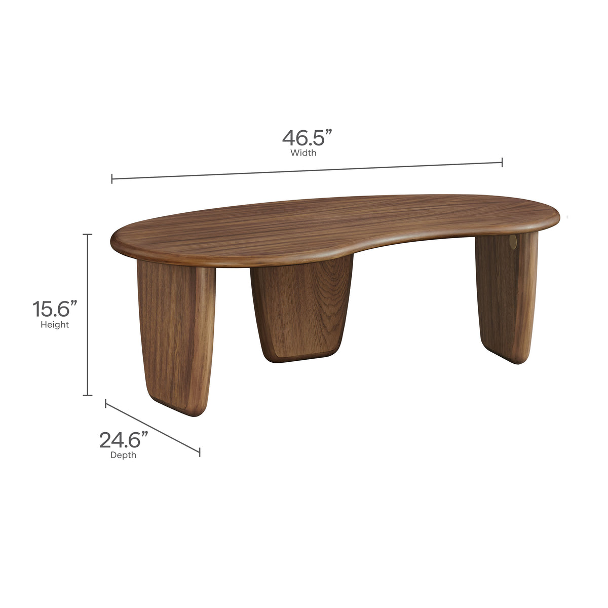 Vetra Kidney-Shaped Free Coffee Table - Walnut