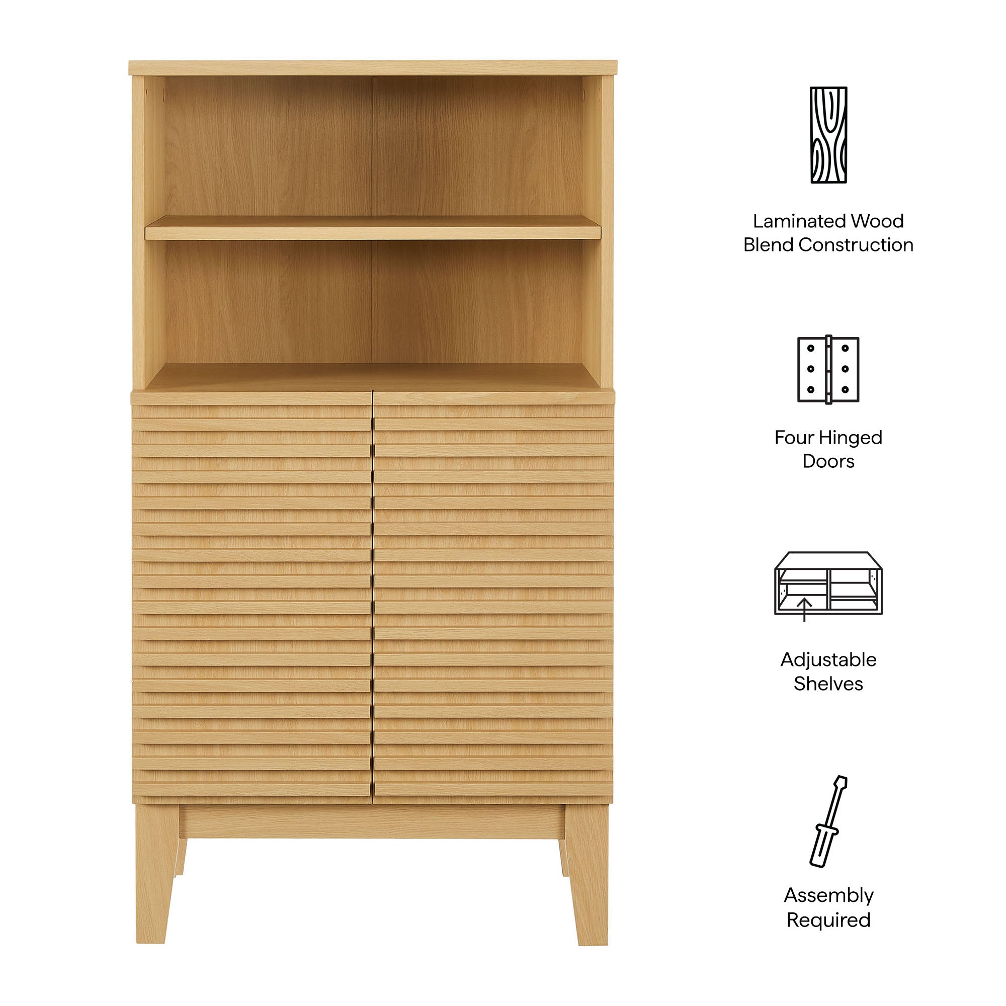 Render Freestanding Bathroom Storage Cabinet - Oak