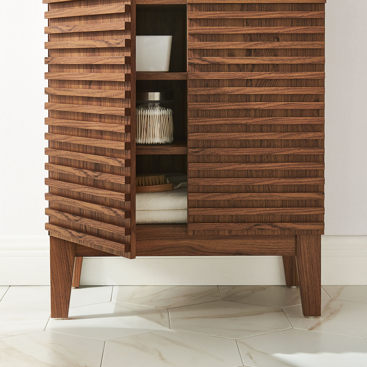 Render Freestanding Bathroom Storage Cabinet - Walnut