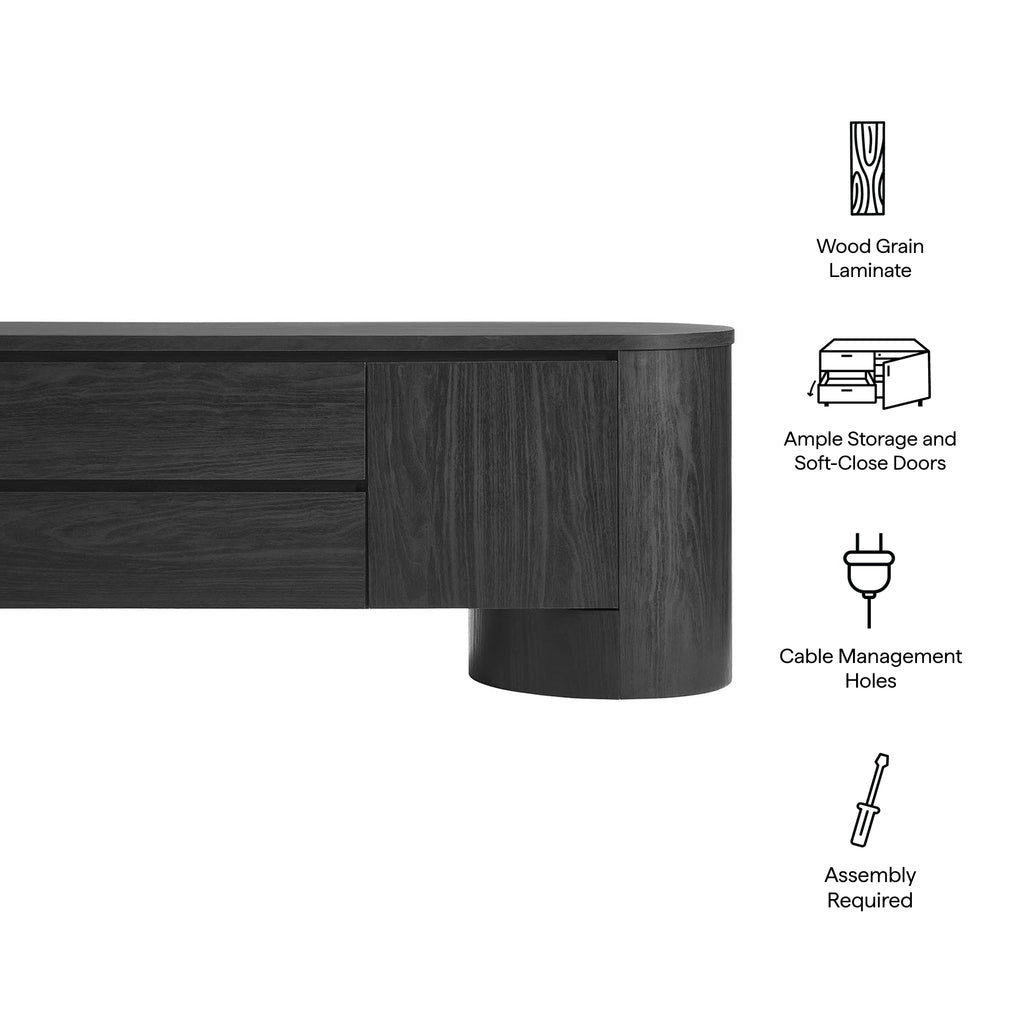 Duval 71 Inch Oval TV Cabinet - Black
