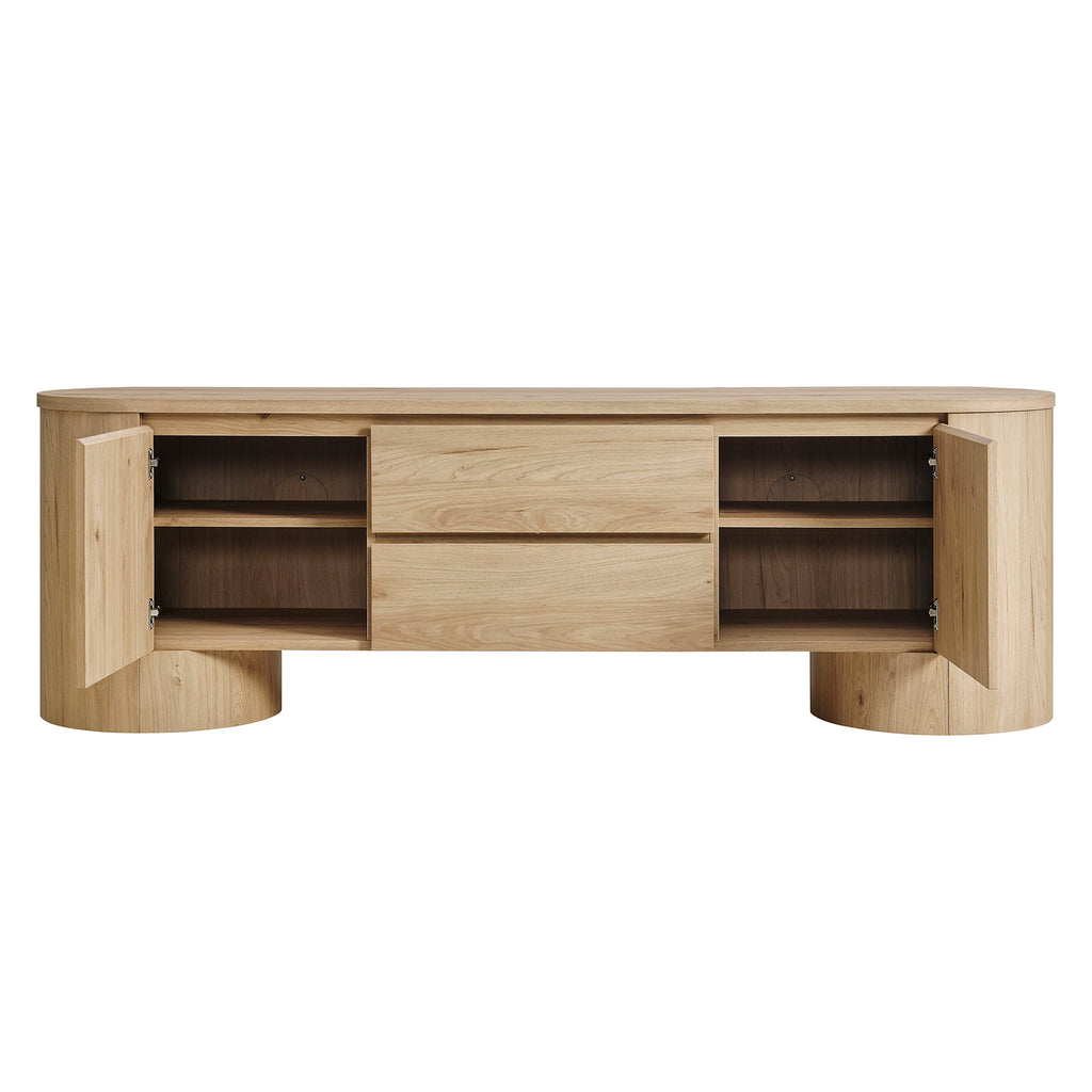 Duval 71 Inch Oval TV Cabinet - Light Oak