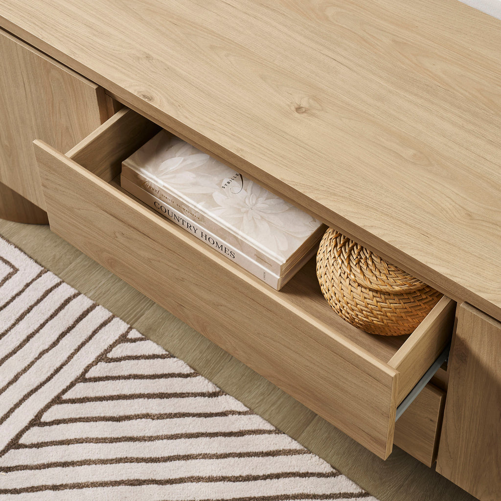 Duval 71 Inch Oval TV Cabinet - Light Oak