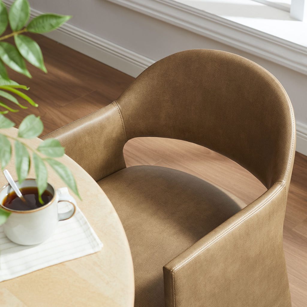 Talia Vegan Leather Dining Armchair - Toast