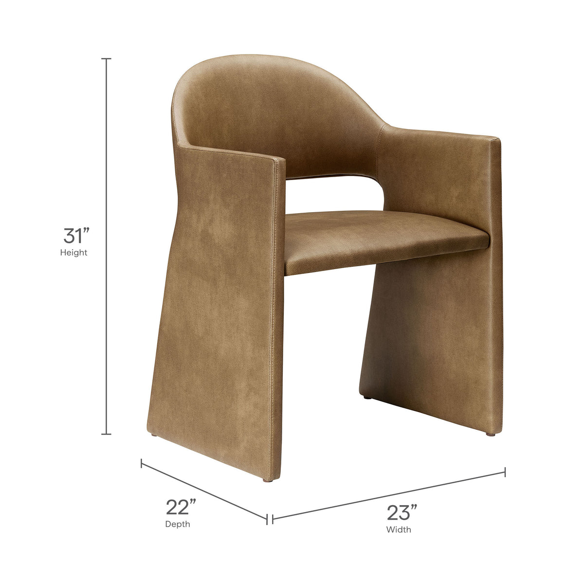Talia Vegan Leather Dining Armchair - Toast