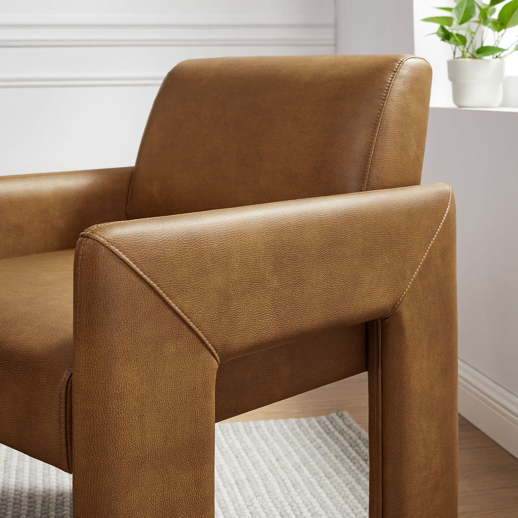 Daven Vegan Leather Dining Armchair - Canyon