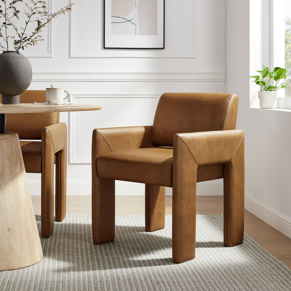 Daven Vegan Leather Dining Armchair - Canyon