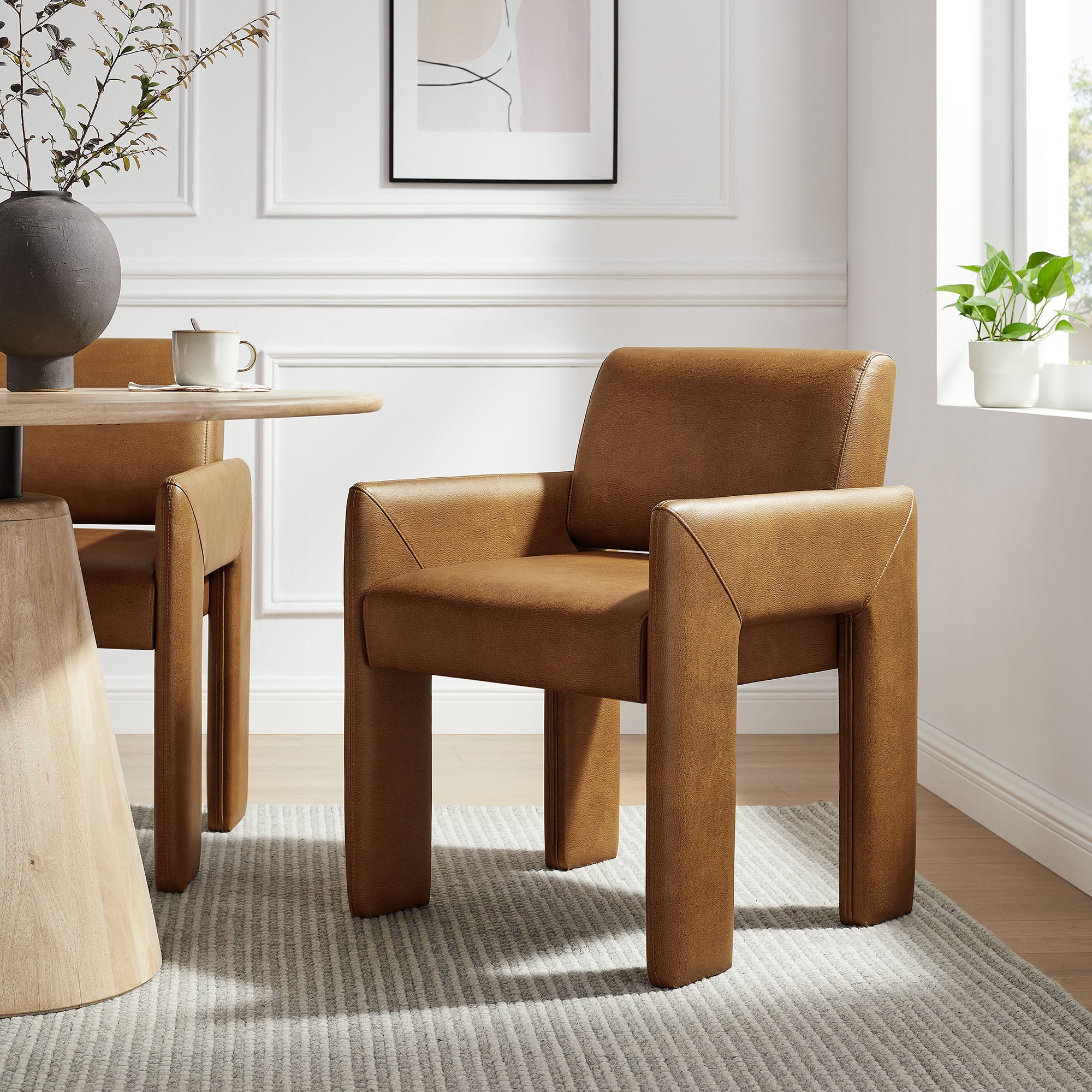 Daven Vegan Leather Dining Armchair - Canyon