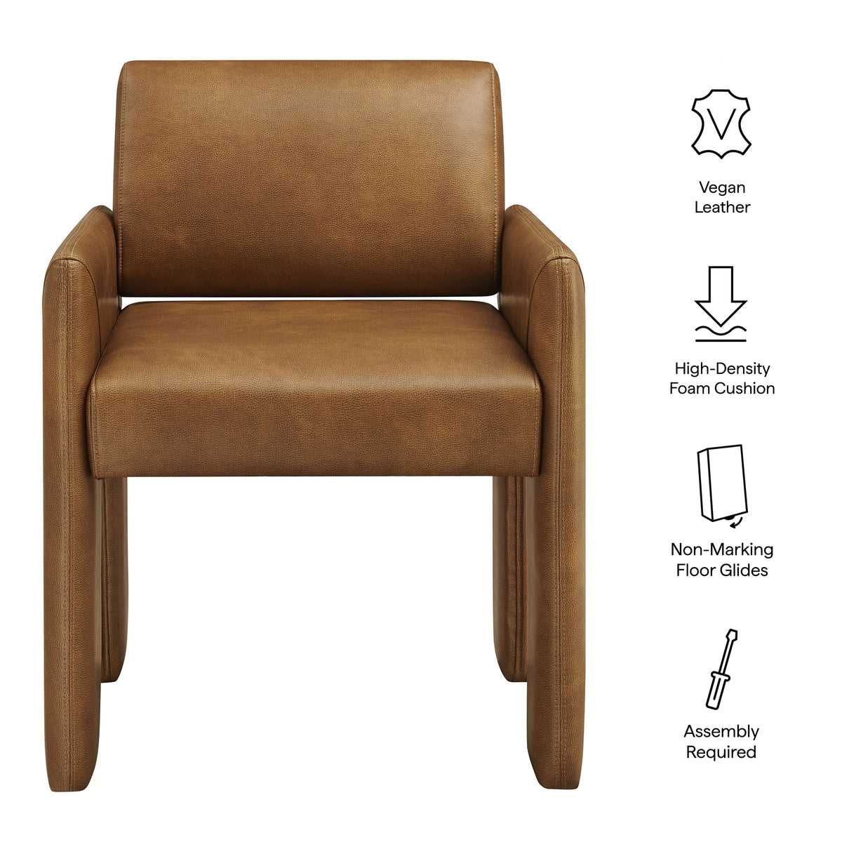 Daven Vegan Leather Dining Armchair - Canyon