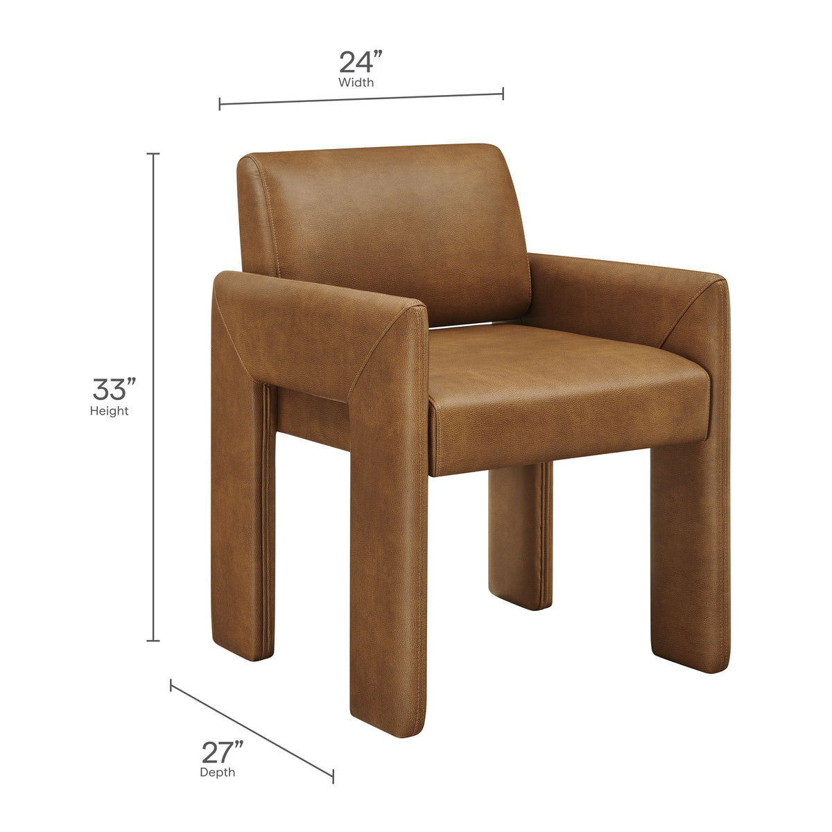 Daven Vegan Leather Dining Armchair - Canyon