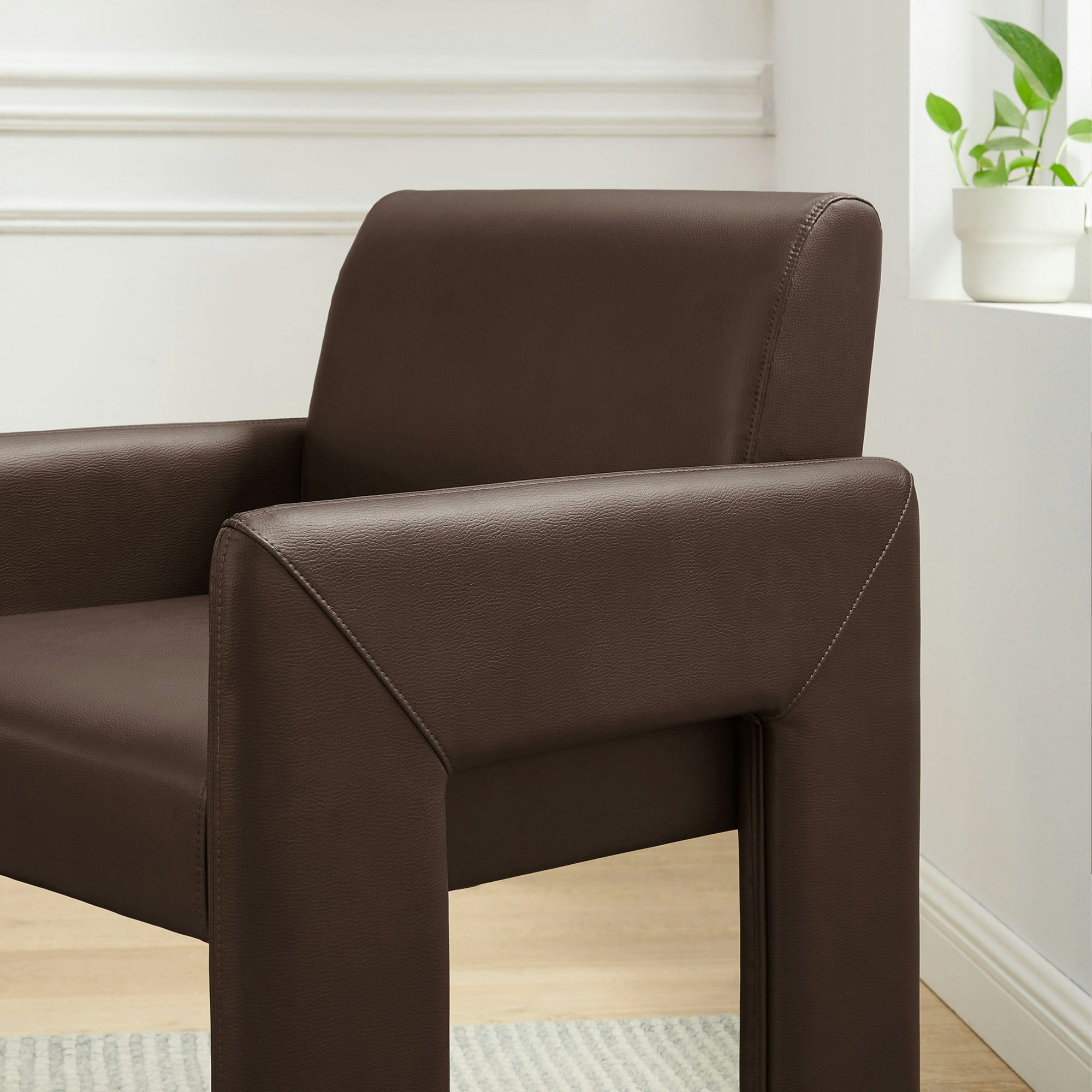 Daven Vegan Leather Dining Armchair - Espresso
