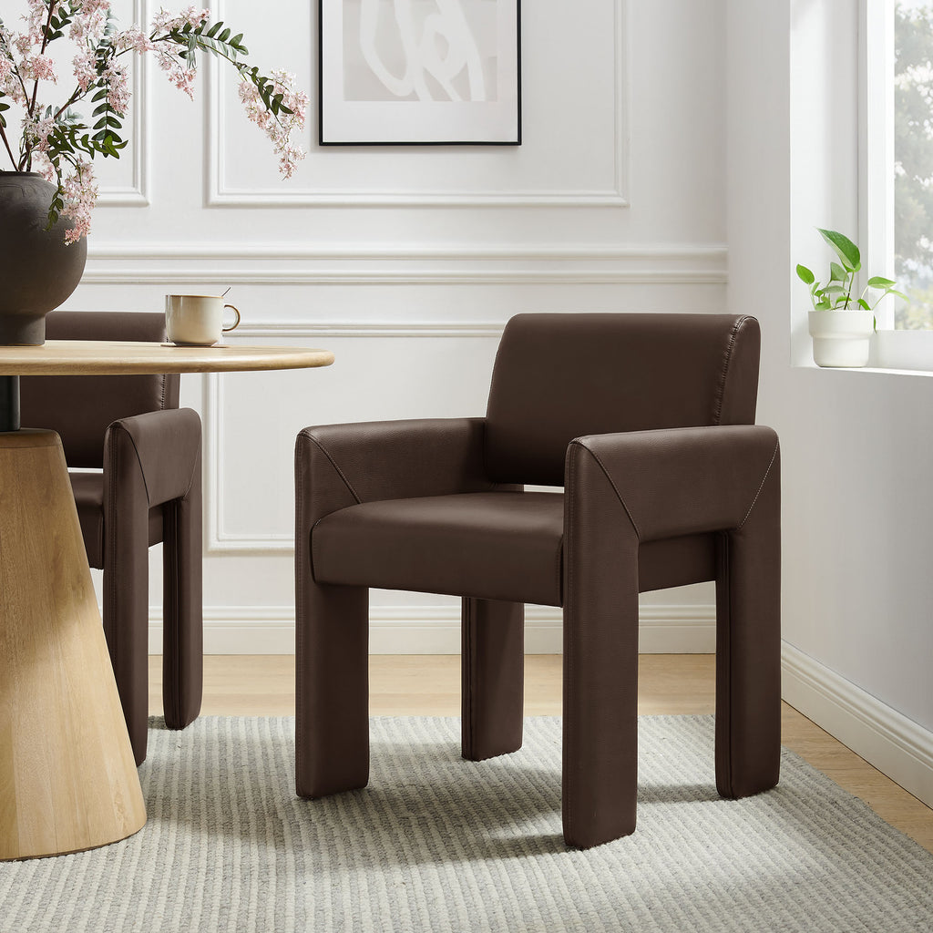 Daven Vegan Leather Dining Armchair - Espresso