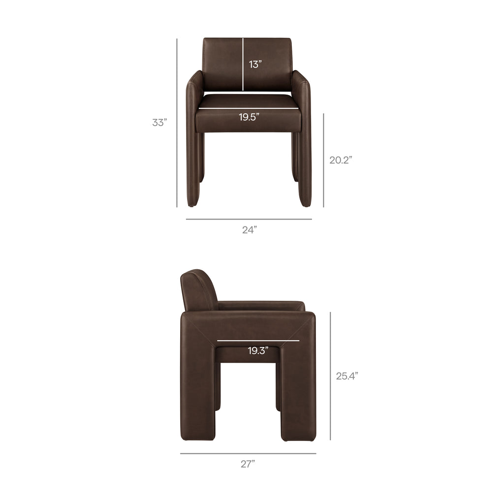 Daven Vegan Leather Dining Armchair - Espresso