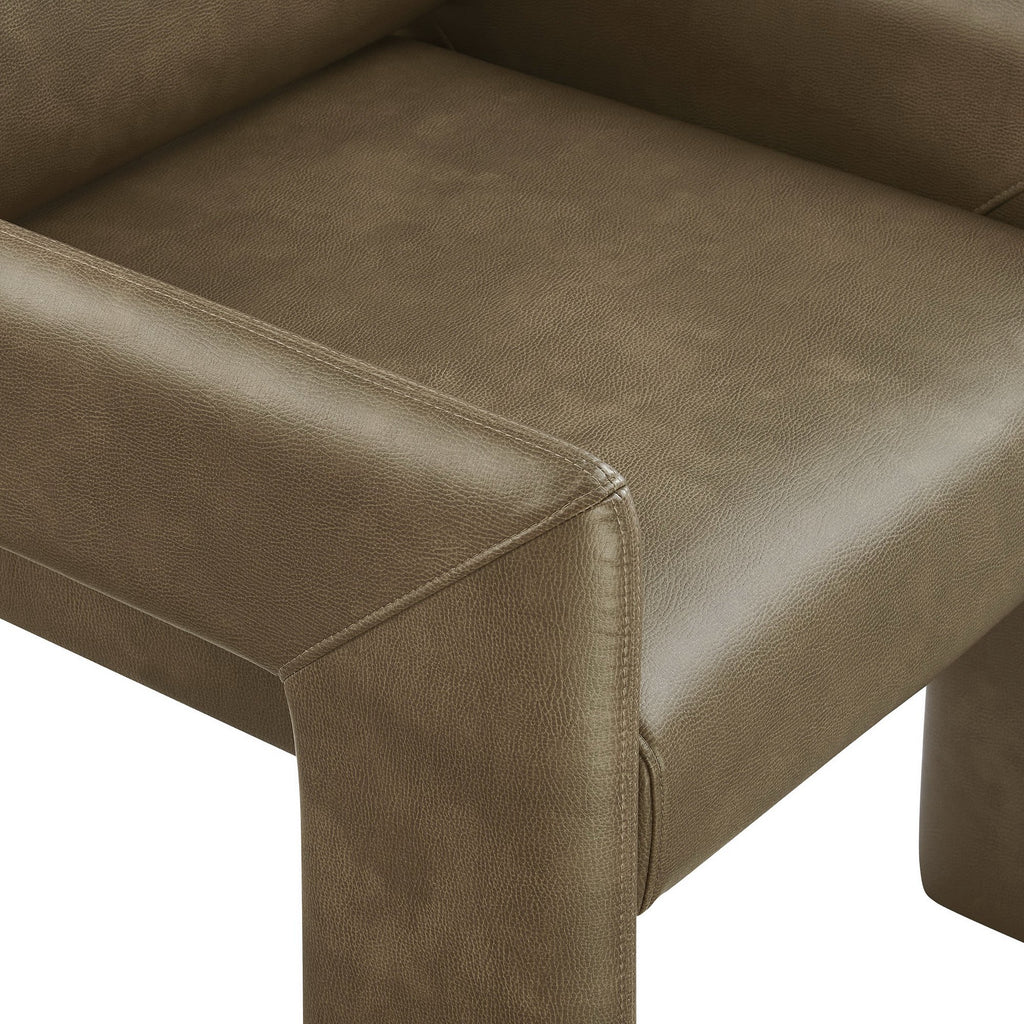 Daven Vegan Leather Dining Armchair - Mushroom