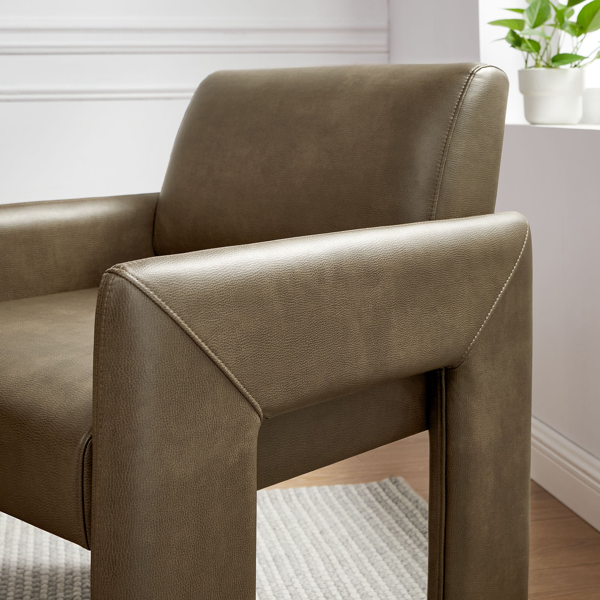 Daven Vegan Leather Dining Armchair - Mushroom