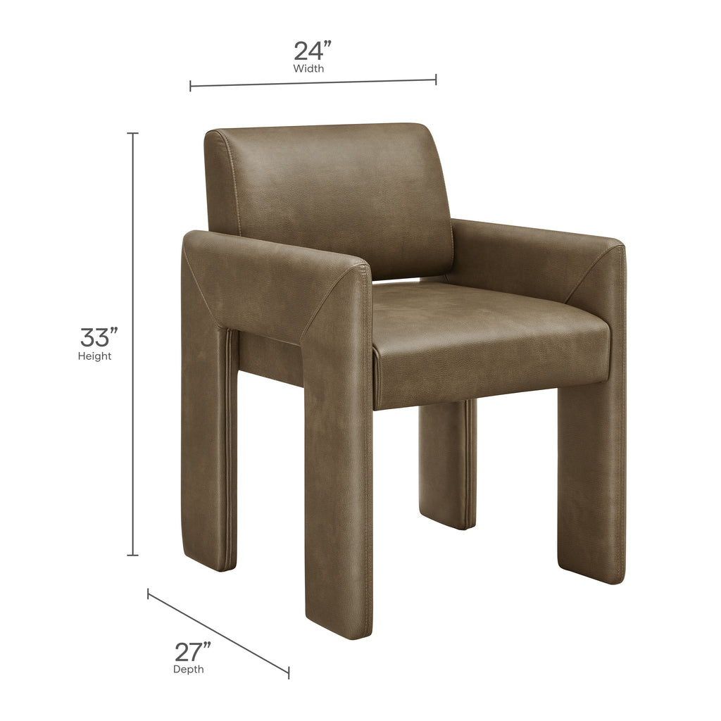 Daven Vegan Leather Dining Armchair - Mushroom