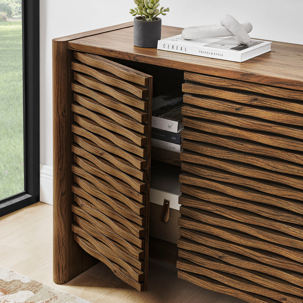 Emric Wave Accent Cabinet - Walnut
