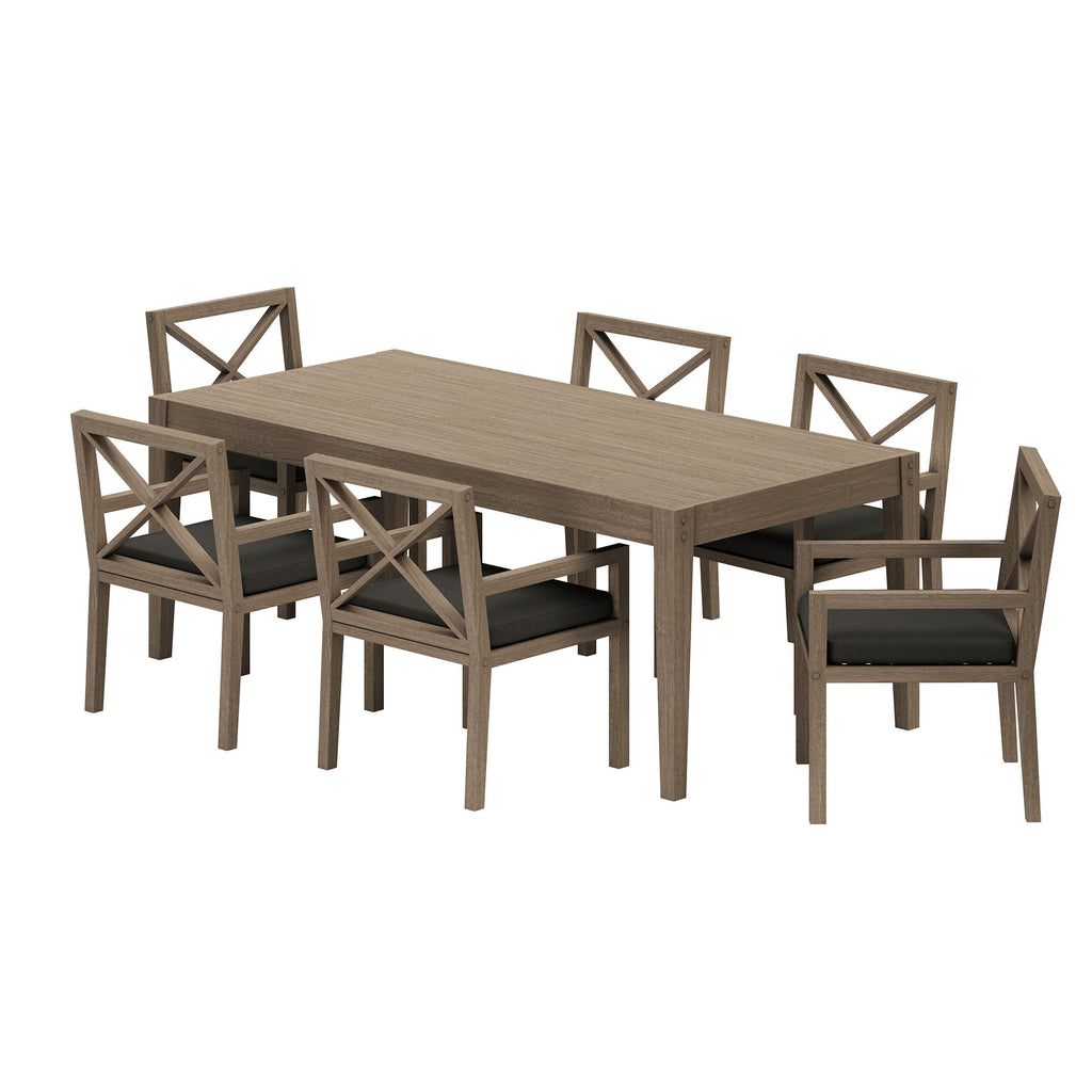 Northlake 7-Piece Outdoor Patio Teak Wood Dining Set - Weathered Gray Flint